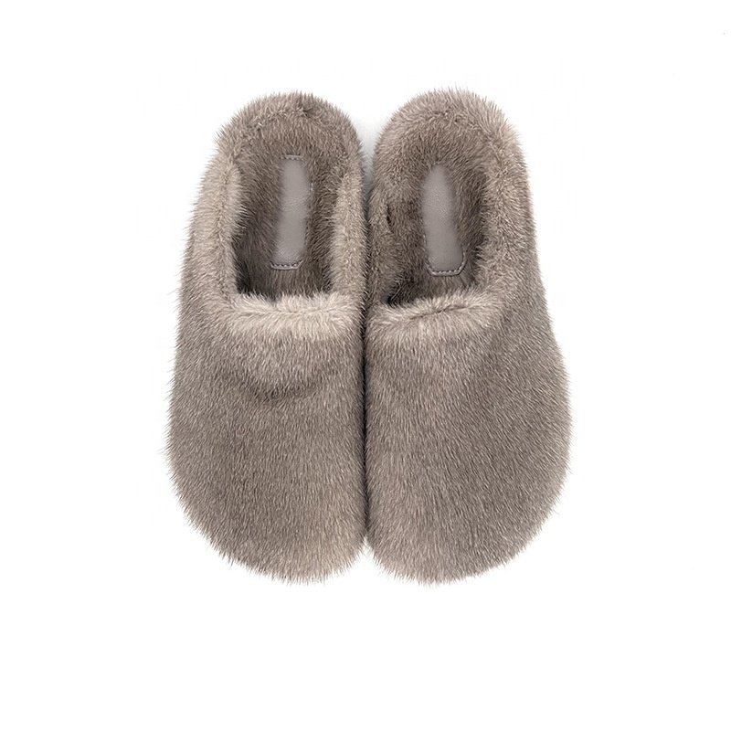 2025 Luxury Deluxe Solid Fur Slides Slipper Unisex Real Mink Fur Slides For Women