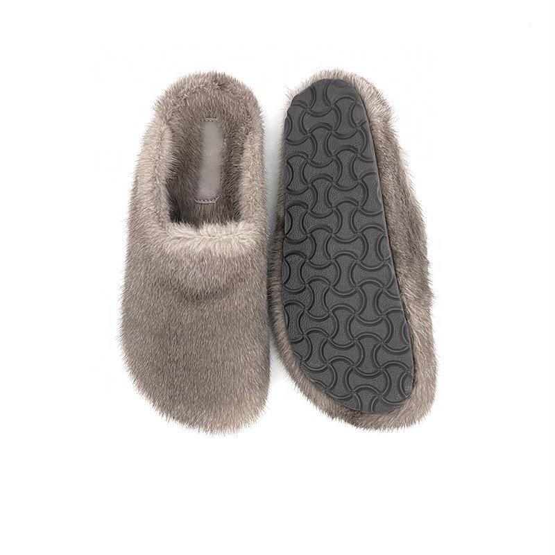 2025 Luxury Deluxe Solid Fur Slides Slipper Unisex Real Mink Fur Slides For Women
