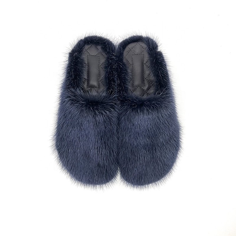 2025 Luxury Deluxe Solid Fur Slides Slipper Unisex Real Mink Fur Slides For Women