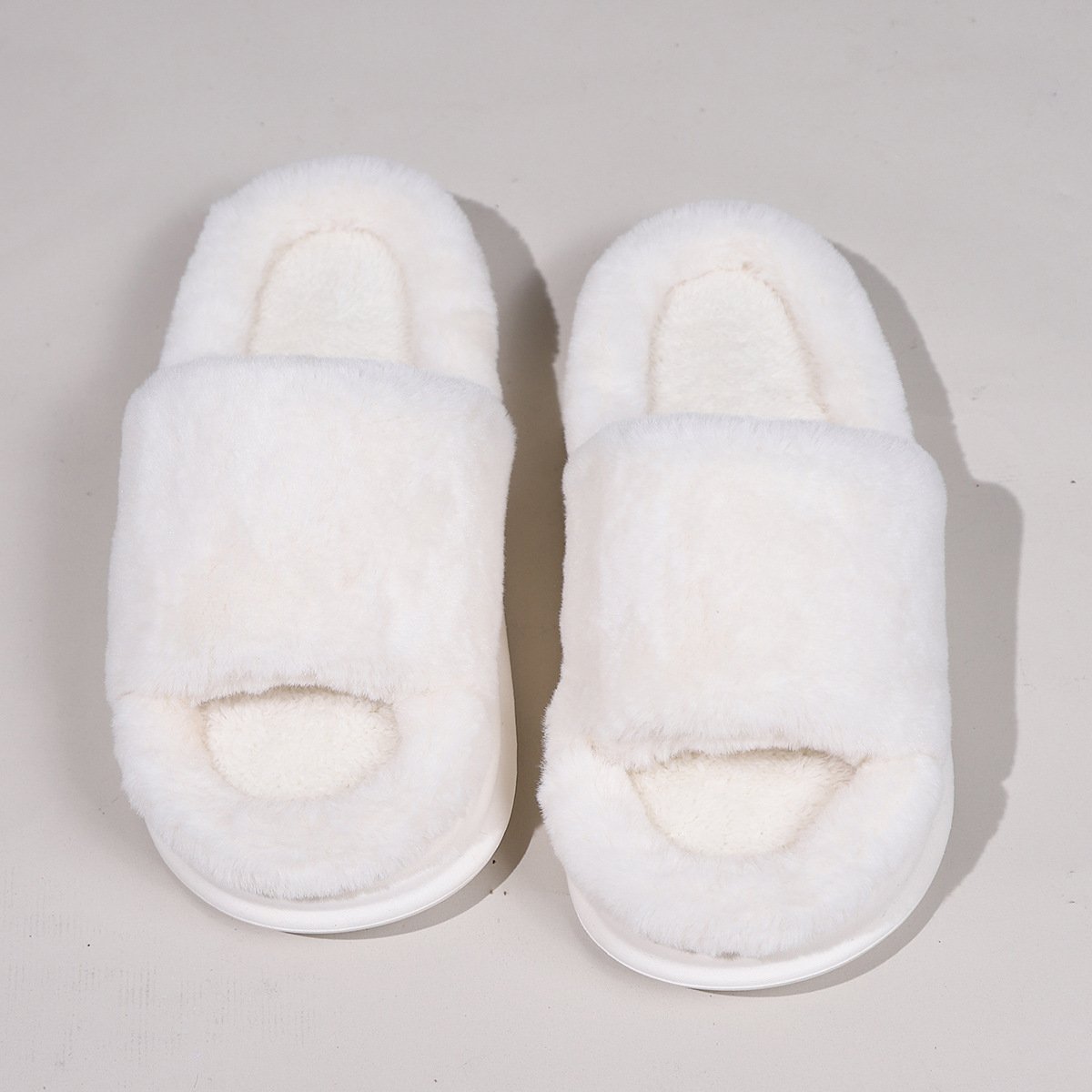 Fashion Comfy Fur Plush Slide thick bottom Open toe fur House Slippers for Women
