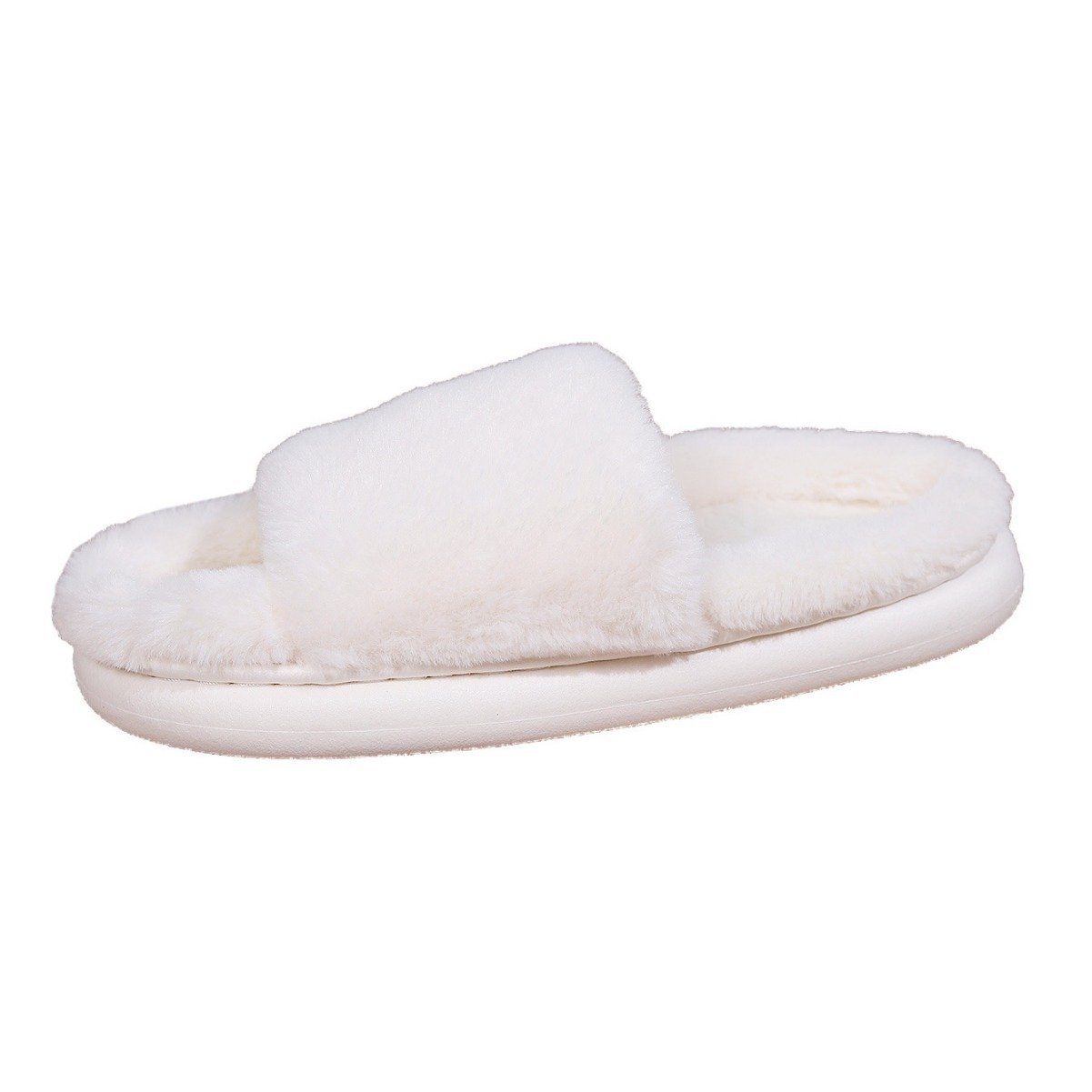 Fashion Comfy Fur Plush Slide thick bottom Open toe fur House Slippers for Women