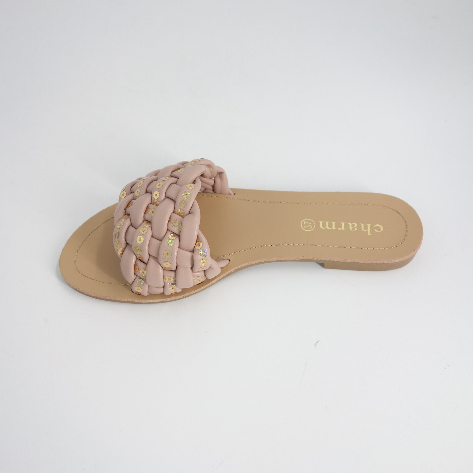 New fashion woven breathable flat slippers