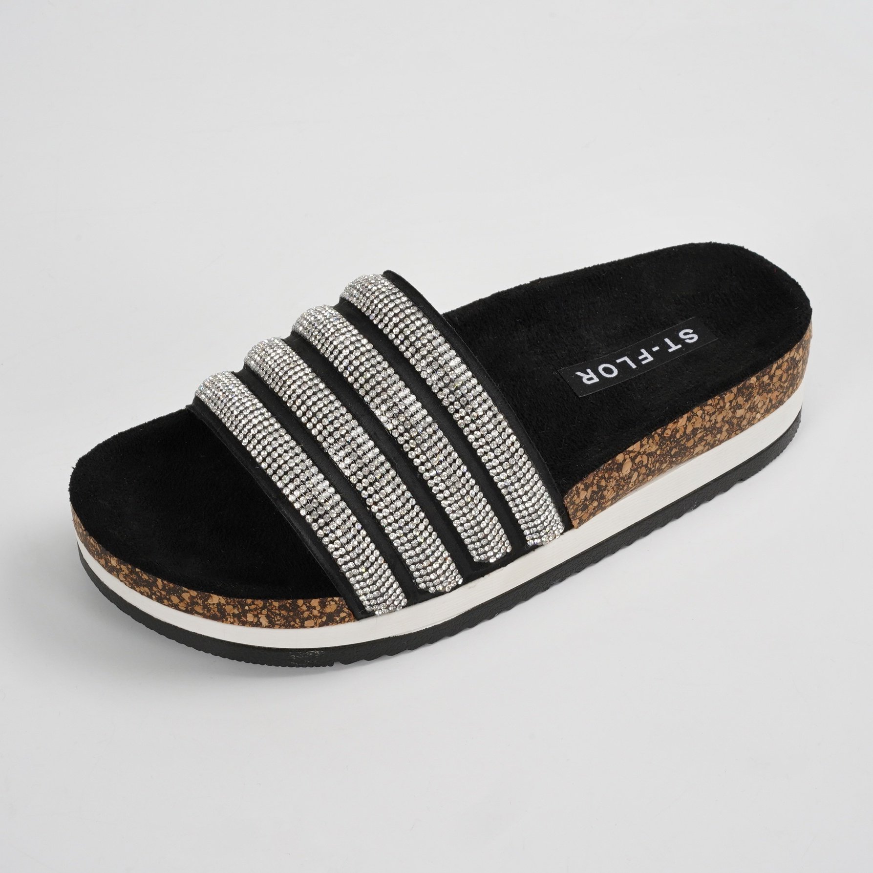 Catch Your Eyes Cover Diamond High Sole Girls Sandals Customized High Quality Cork Wedge Sandals Slippers For Women
