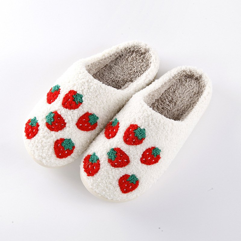 wholesale Winter warm cartoon Cozy Slippers fur fluffy slides Holiday Perfect Gift Happy Face Women's Shoes