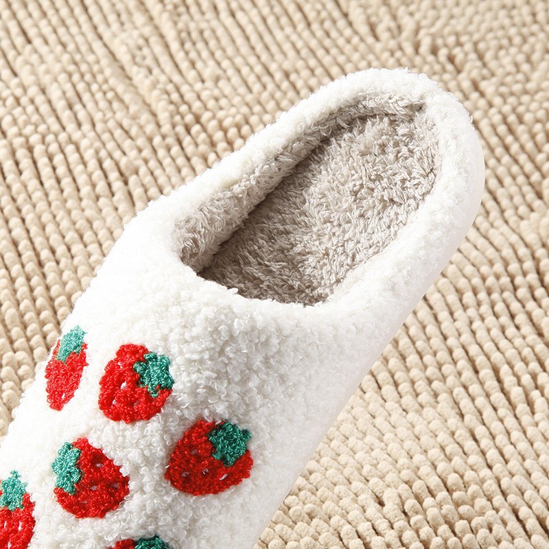 wholesale Winter warm cartoon Cozy Slippers fur fluffy slides Holiday Perfect Gift Happy Face Women's Shoes