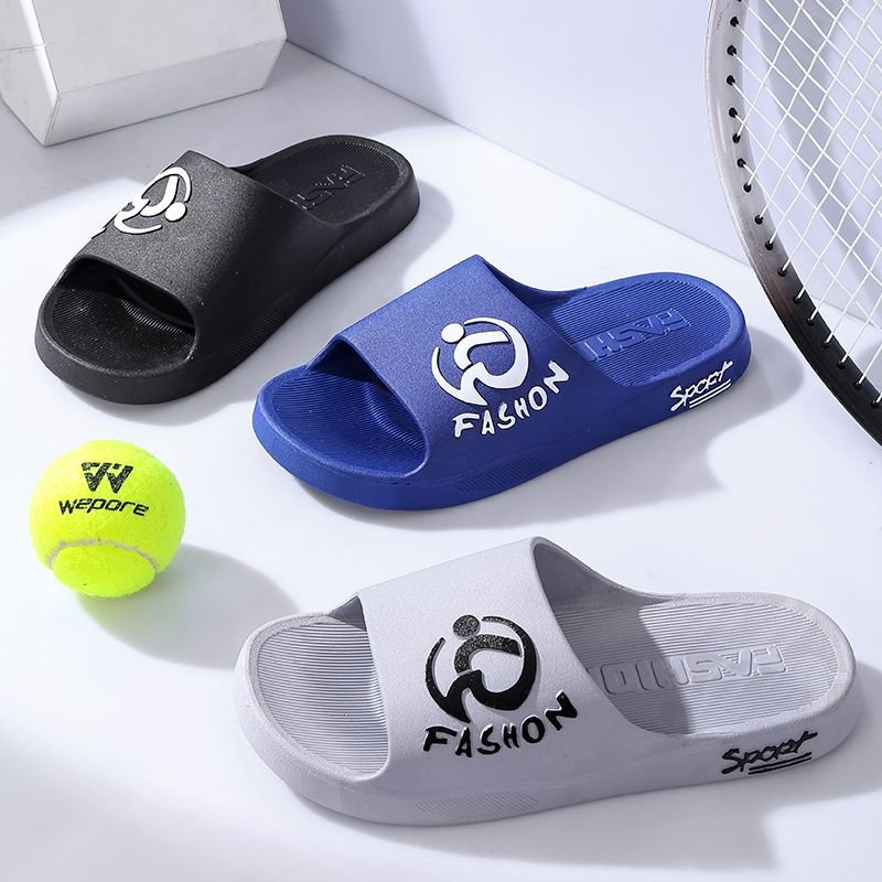 Beach Slides Slippers Sandals Non-Slip Soft Sole Thick Sole Trendy Outdoor Summer Men's House Bath Shoes