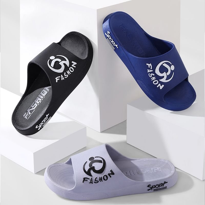 Beach Slides Slippers Sandals Non-Slip Soft Sole Thick Sole Trendy Outdoor Summer Men's House Bath Shoes