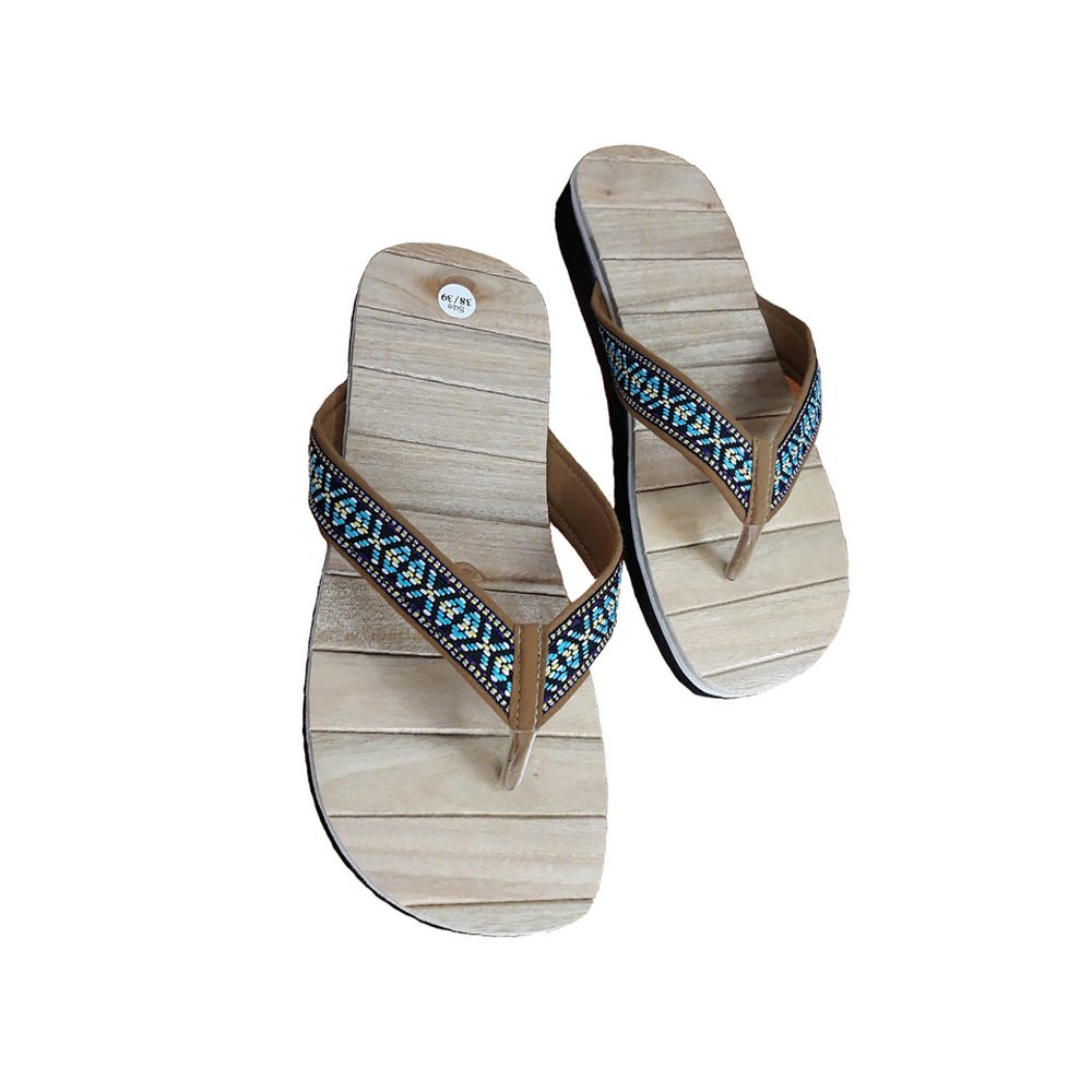 Unisex Casual Cinnamon Slides Bamboo Wood Slippers with Good Blood Circulation Relieves Joint Pain Symptoms for Beach Use