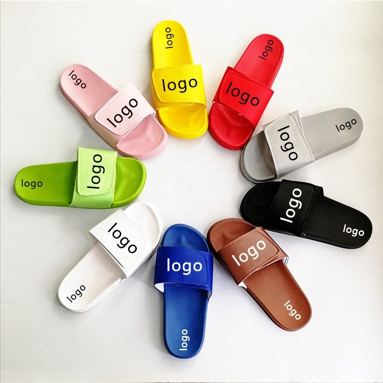 High Quality Men Summer Footwear Wholesale Indoor House Flat slide Adjusted Slipper Designer Plain Blank Men'S Brown Pvc Sandals