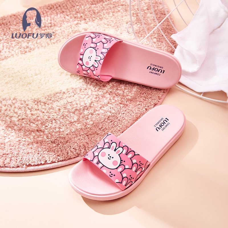 LUOFU women sandals rabbit cute printing sandals slide home outdoor slippers for lady and girls