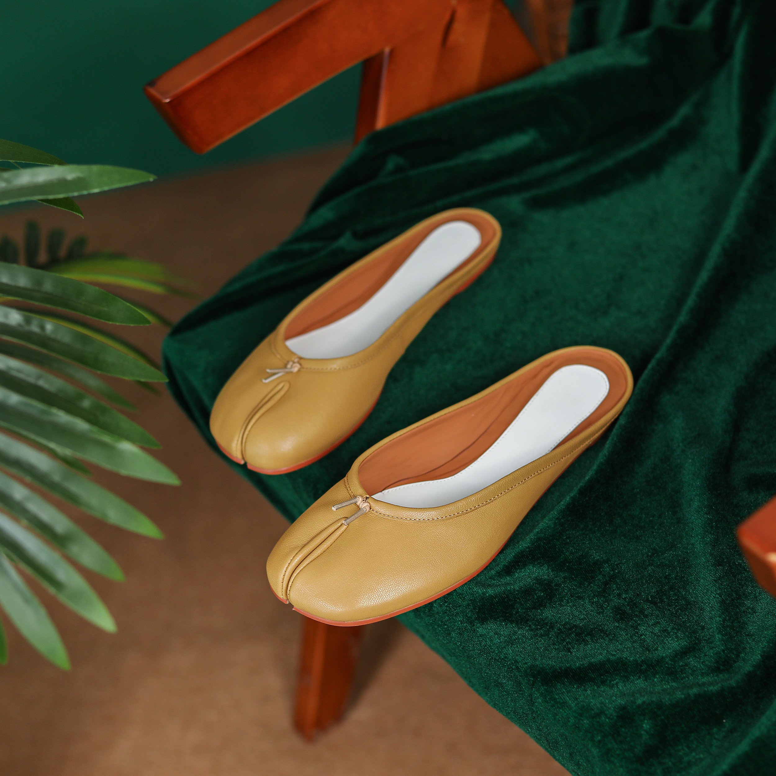 Women's Ballet Flats Summer Flat Pump Sandals For Ladies Casual Walking Office Shoes 2023 New Style Split Toes Slides Slippers