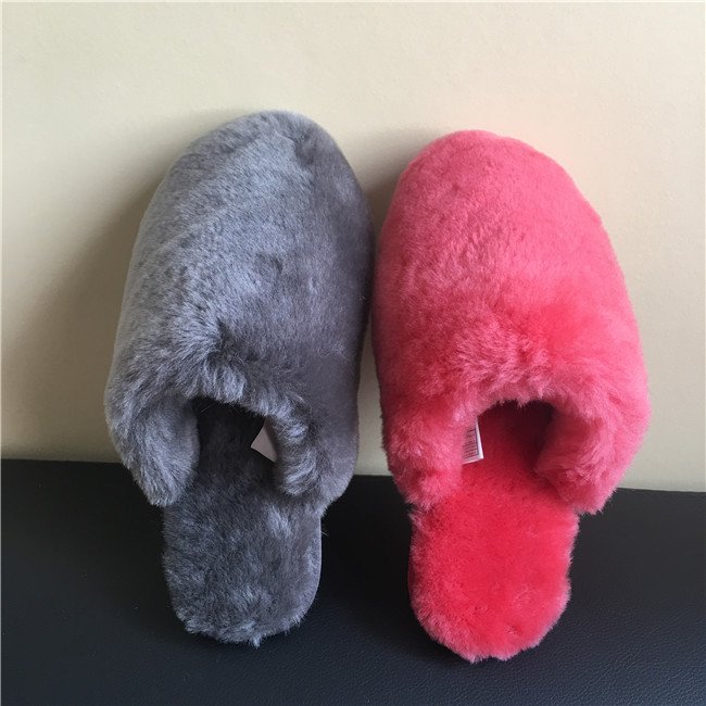 Winter sheepskin fur slide slippers