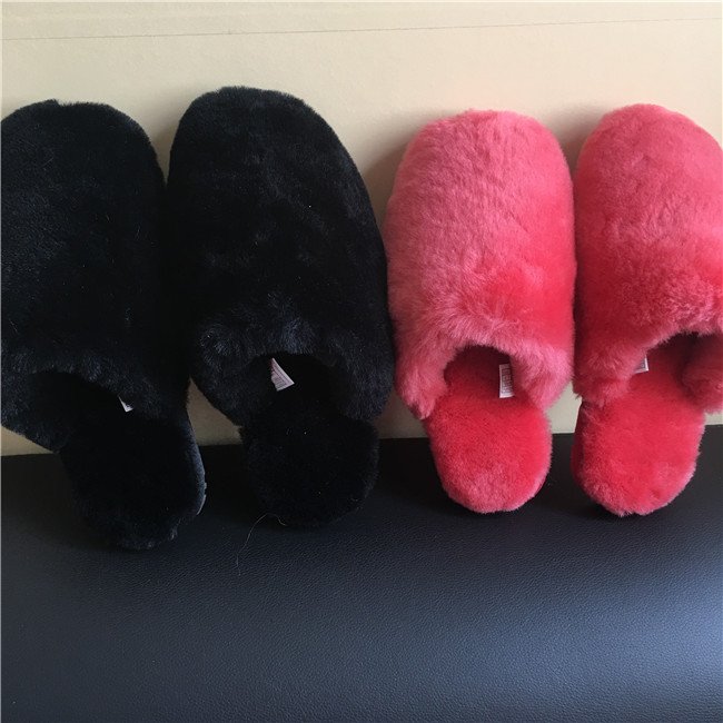 Winter sheepskin fur slide slippers