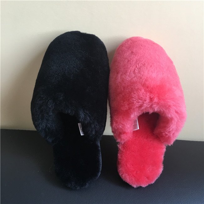 Winter sheepskin fur slide slippers