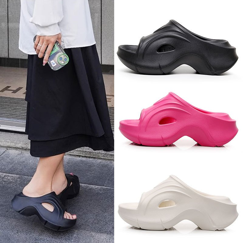OEM Logo Fashion Women Wedge Slides Slipper With 7cm High Heels Lady Shoes Summer Beach Platform Sandals in Stock