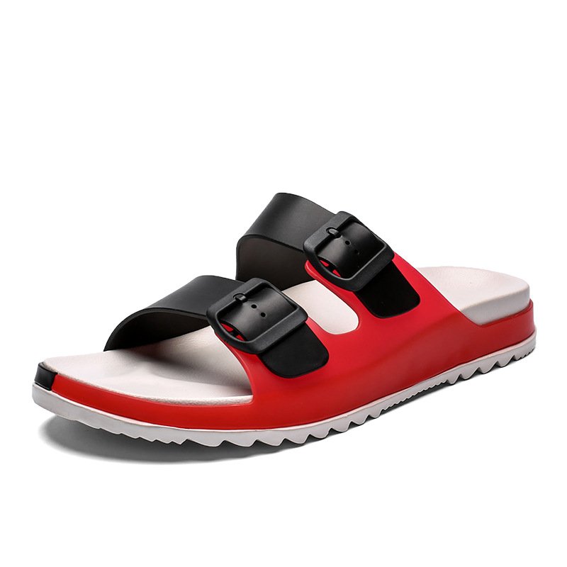 Nicecin Wholesale Men's Fashion Slide Slippers Buckle Strap Two Tone Summer Beach Slides Non Slip Outdoor Footwear Customized