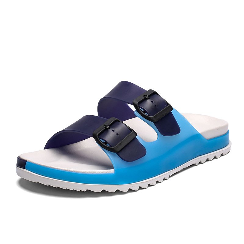 Nicecin Wholesale Men's Fashion Slide Slippers Buckle Strap Two Tone Summer Beach Slides Non Slip Outdoor Footwear Customized