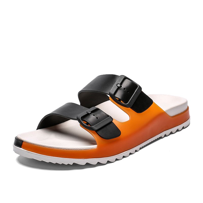 Nicecin Wholesale Men's Fashion Slide Slippers Buckle Strap Two Tone Summer Beach Slides Non Slip Outdoor Footwear Customized