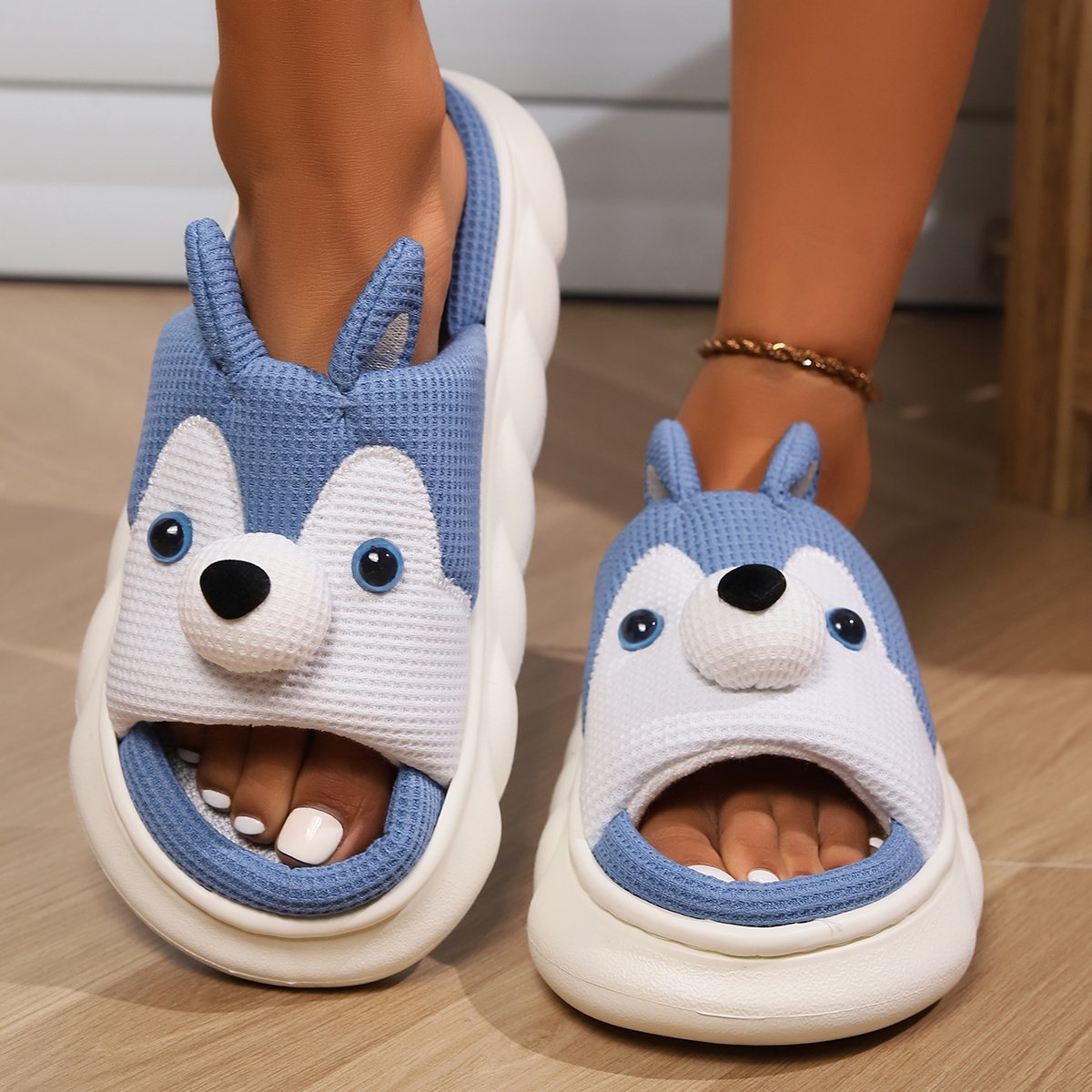 Ladies Cloud Sandals Home Animal Cartoon Shoes Summer Linen Slippers Indoor for Women