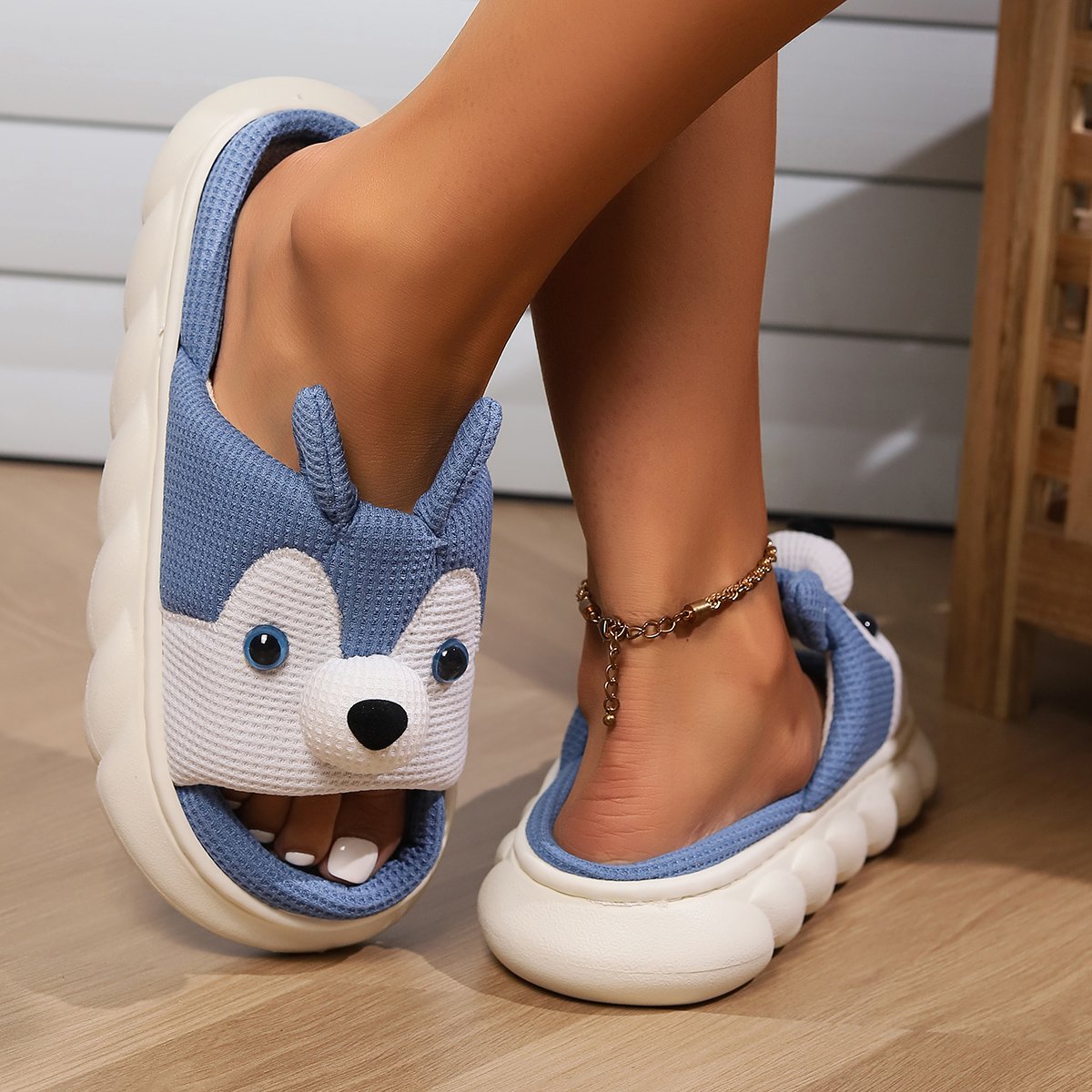 Ladies Cloud Sandals Home Animal Cartoon Shoes Summer Linen Slippers Indoor for Women