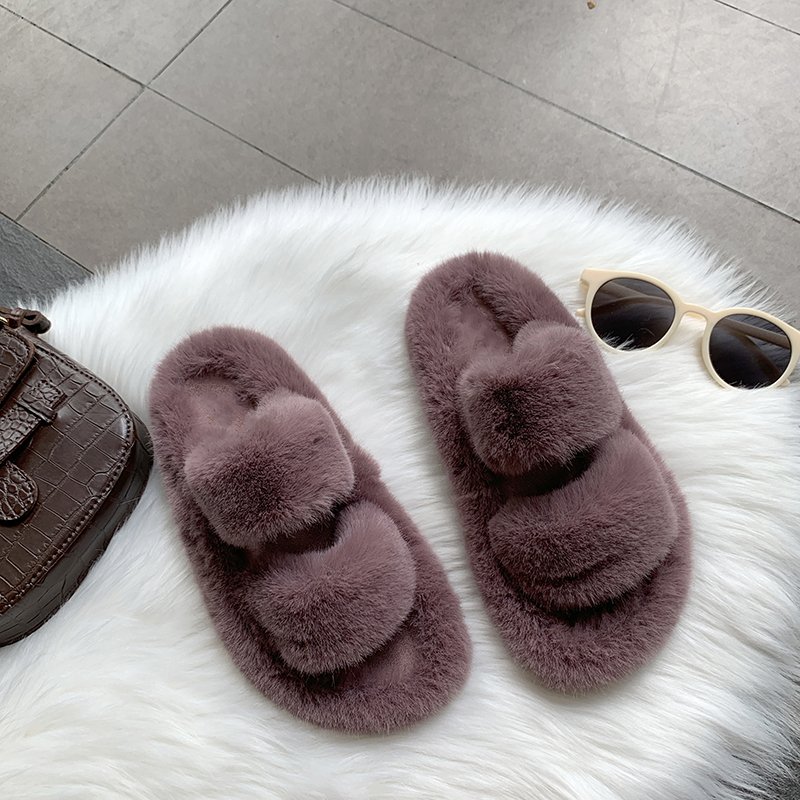 Wholesale Fashion Women Vegan Faux Fluffy indoor fur Slipper House Slide Winter Custom Women faux fur Slippers