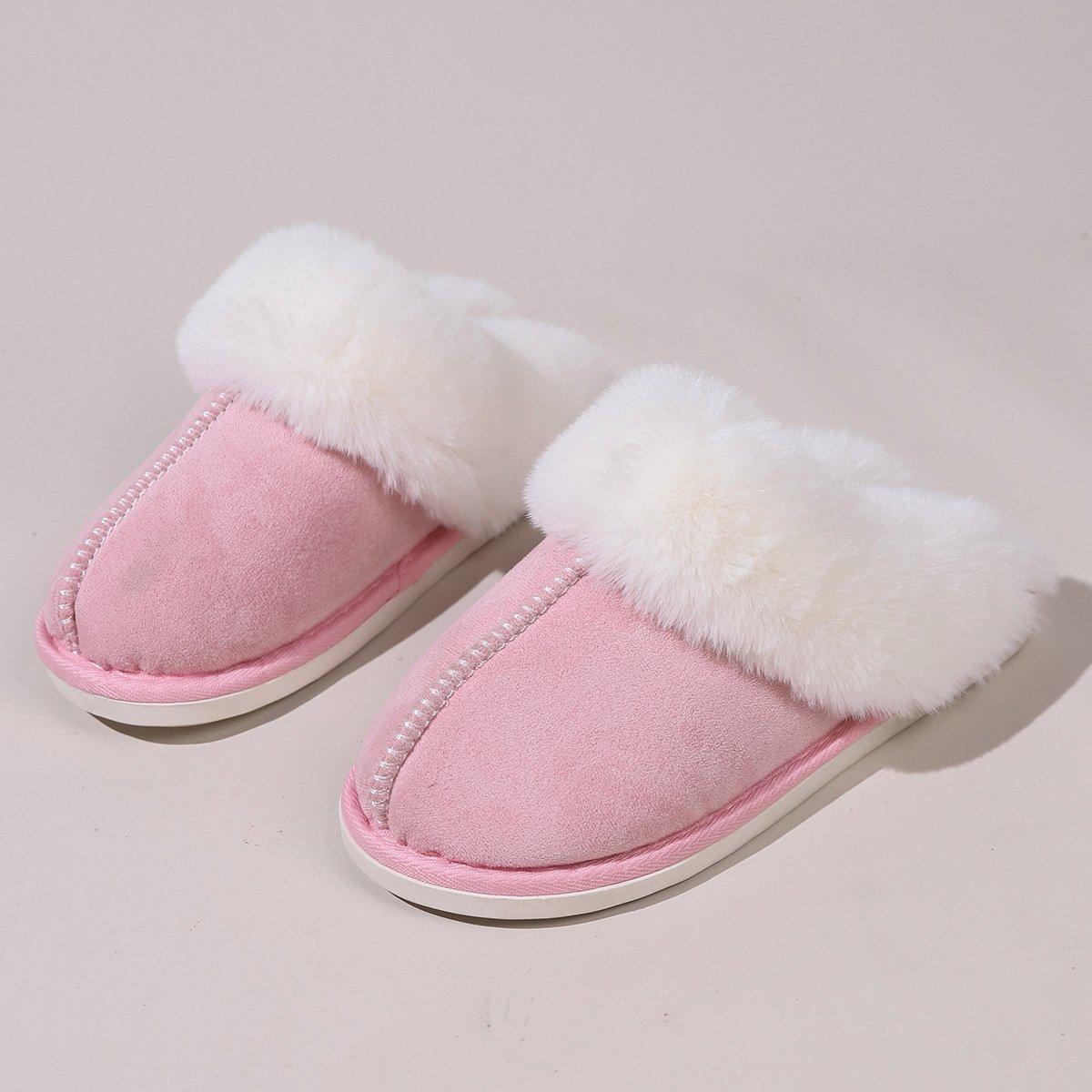 2024 New Design Classic Winter Soft Home Slippers Indoor Heels Ladies Flats Warm Plush Latest Fashion Faux Fur Slippers Females