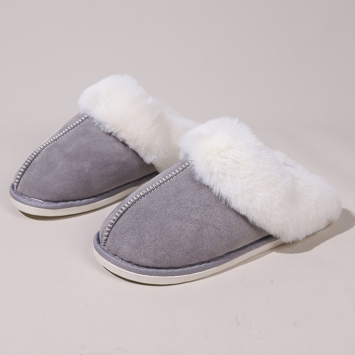 2024 New Design Classic Winter Soft Home Slippers Indoor Heels Ladies Flats Warm Plush Latest Fashion Faux Fur Slippers Females