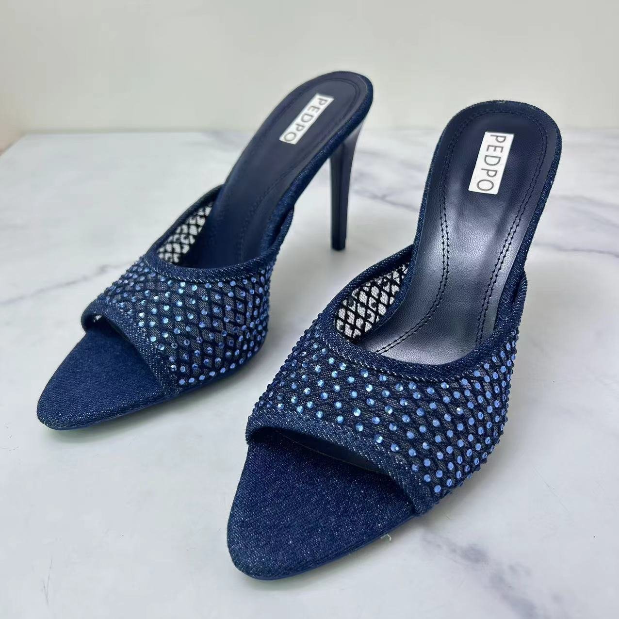 ZA Designer Slides Slippers For Women 2024 Summer Pointed Super High Heels Large Size 42 Sexy Slim Heels Comfortable Sandals