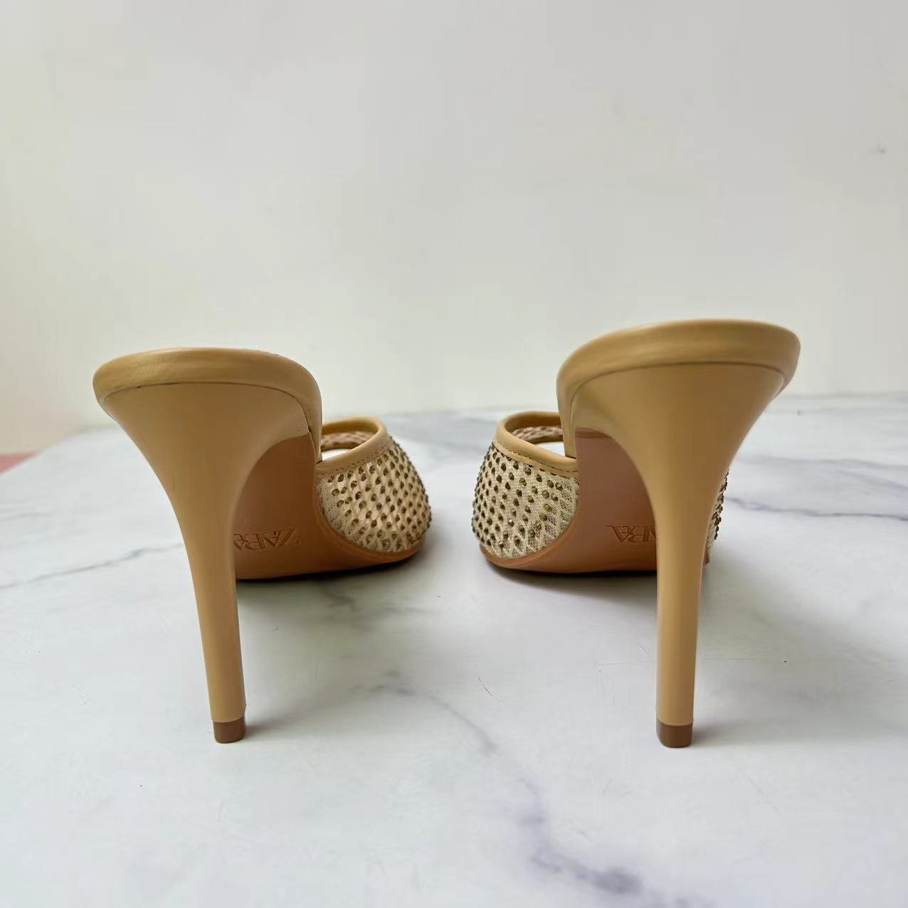 ZA Designer Slides Slippers For Women 2024 Summer Pointed Super High Heels Large Size 42 Sexy Slim Heels Comfortable Sandals
