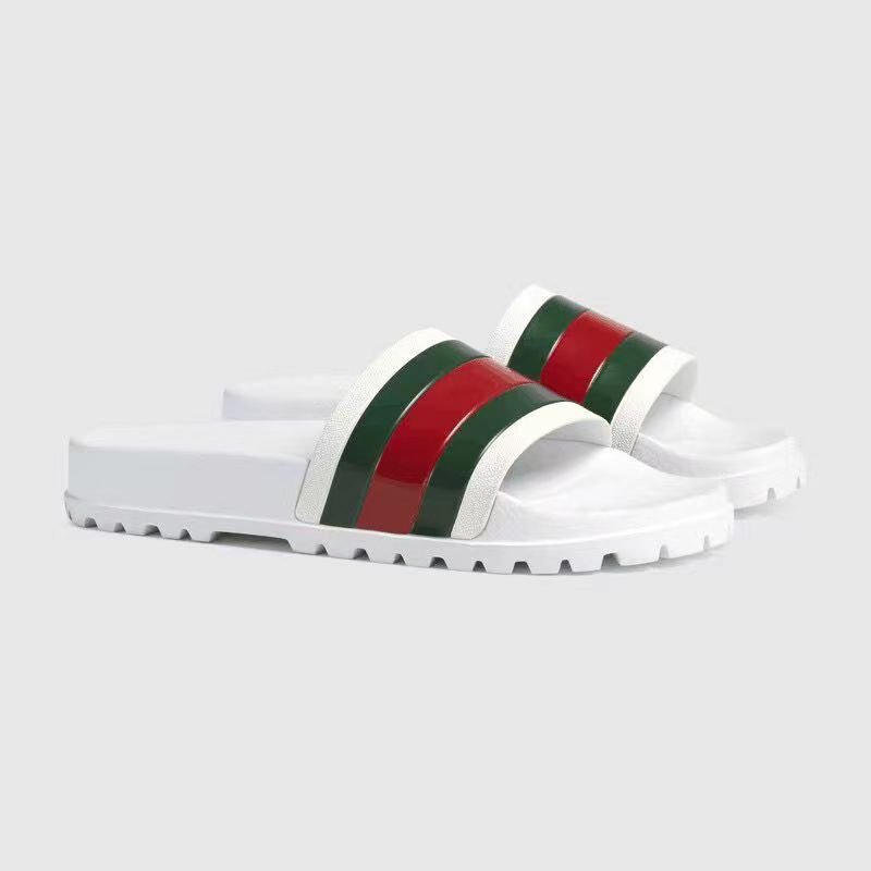 Cheap Price Red And Green Strip Luxury Slippers Large Size Designer Outdoor Sandals Causal Beach Slide Slippers For And Men