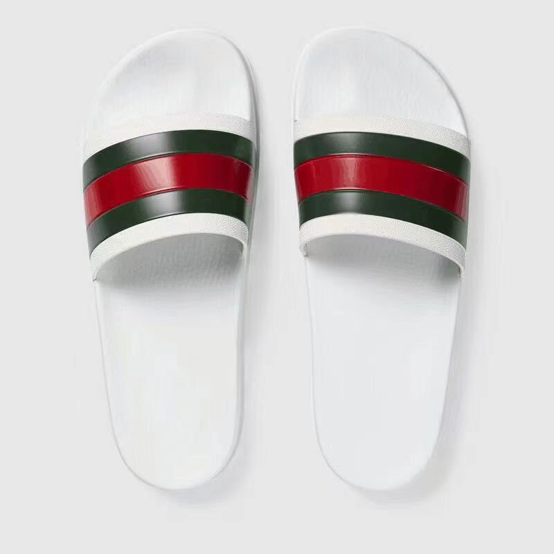 Cheap Price Red And Green Strip Luxury Slippers Large Size Designer Outdoor Sandals Causal Beach Slide Slippers For And Men