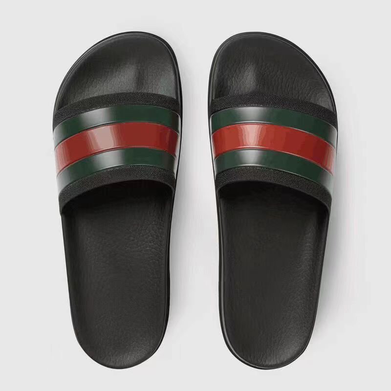 Cheap Price Red And Green Strip Luxury Slippers Large Size Designer Outdoor Sandals Causal Beach Slide Slippers For And Men