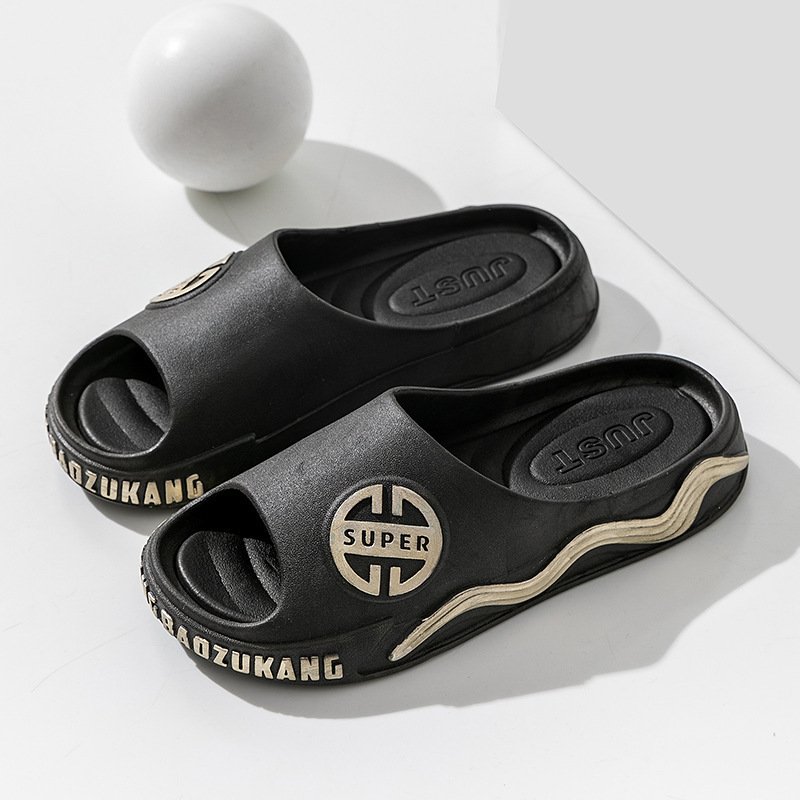 Sports slippers men's fashion outwear super soft mid-bottom platform slippers summer wear-resistant home non-slip sandals