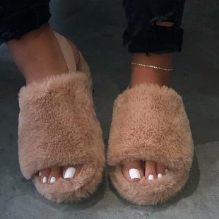 ACORLIFE Wholesale winter Super Explosive Style Hot sale fur women sandals Fashion Furry Home Flat Furry Slippers