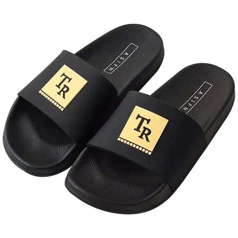 Wholesale Cheap Custom Logo Slippers Printed Pu PVC Beach Slipper Men Slide Slippers Custom Logo Custom High Quality Sandals