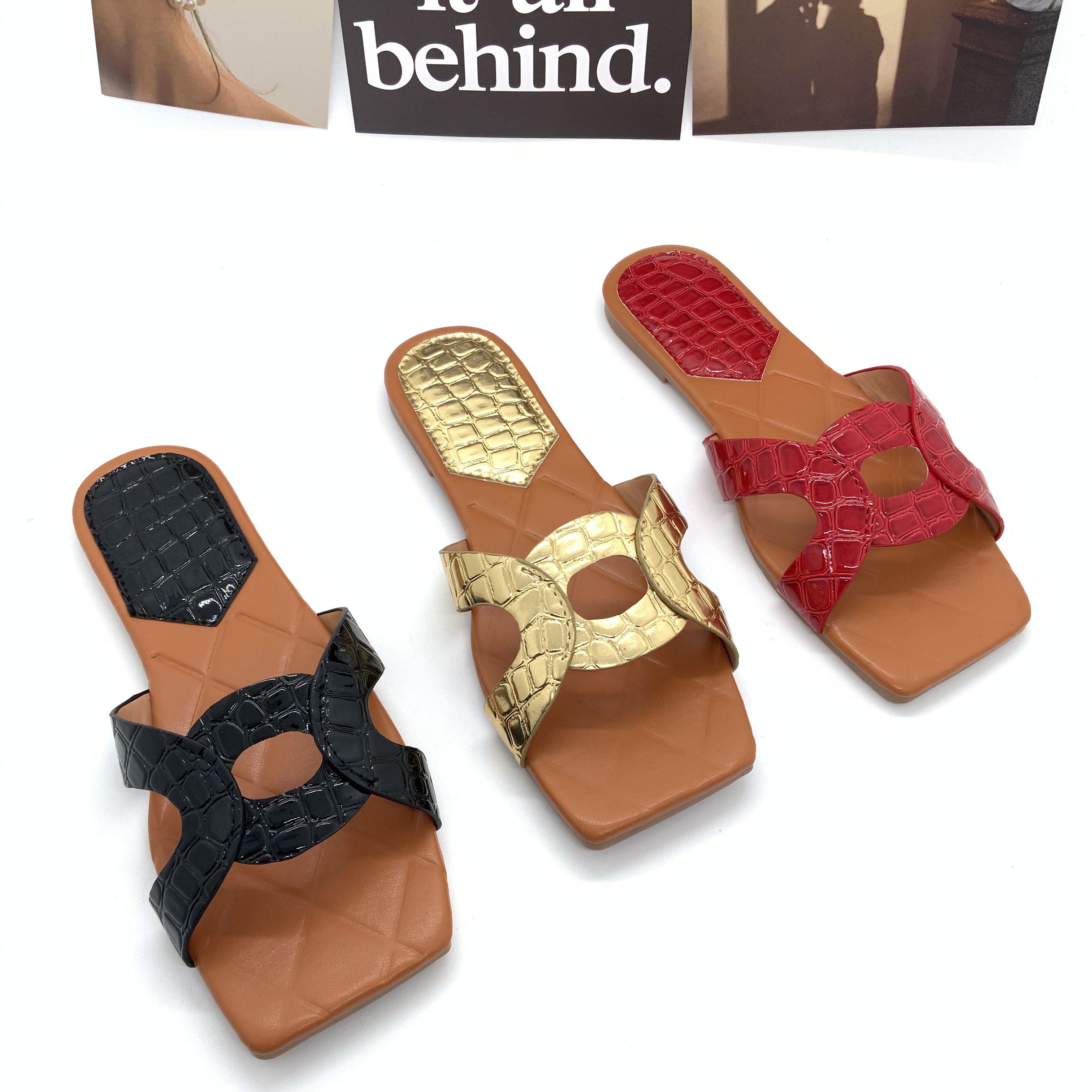 Summer Women Slide slipper fashion Shoes women Ladies Slippers Women Fashion Shoe Sandals Square Toe Ladies Slippers