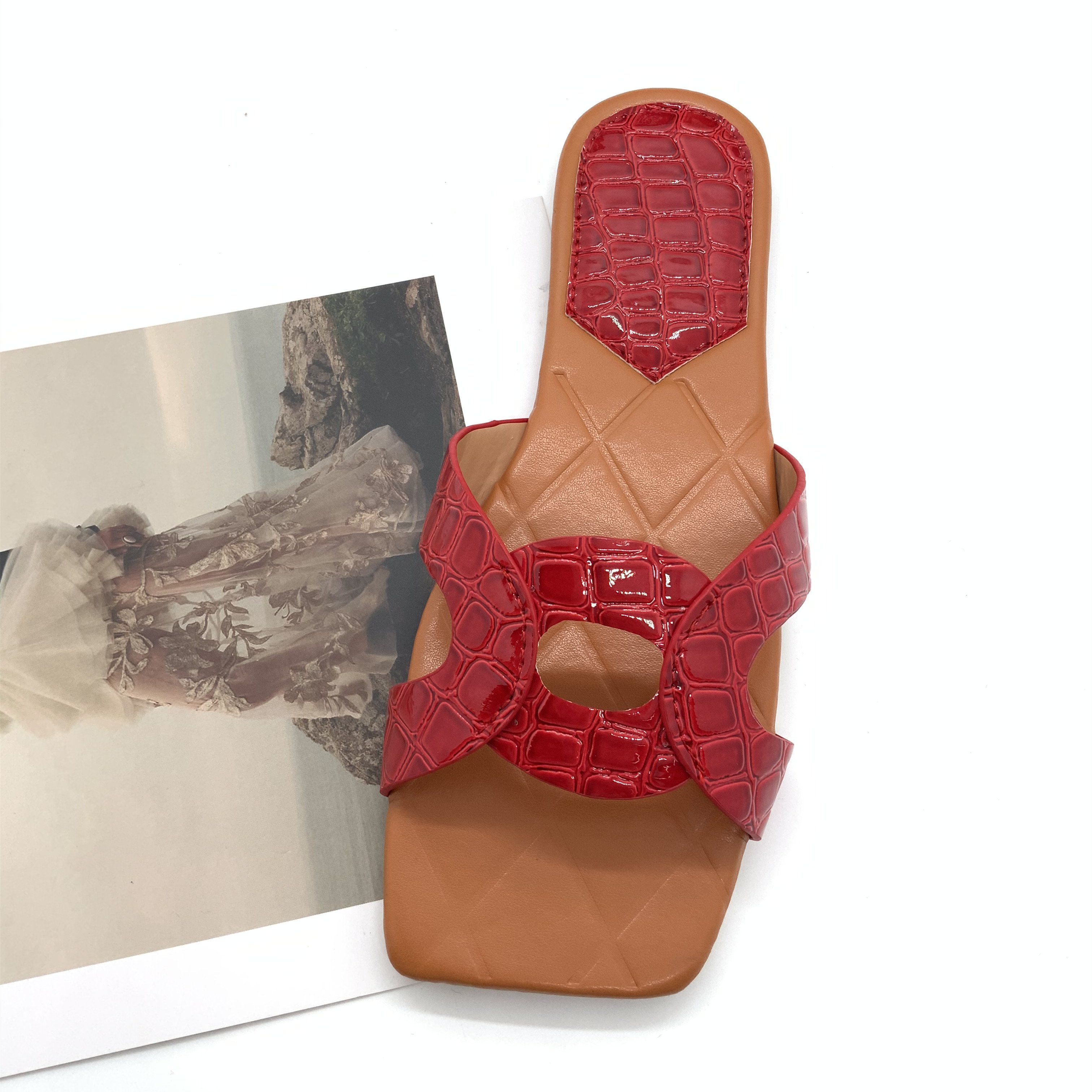 Summer Women Slide slipper fashion Shoes women Ladies Slippers Women Fashion Shoe Sandals Square Toe Ladies Slippers