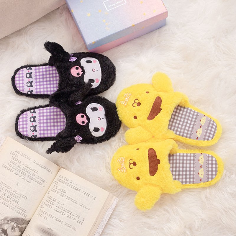 Ruunjoy melody plush toys kawaii kulomi Slippers winter indoor home anime cinnamoroll Cartoon gift soft Warm Shoe women slippers