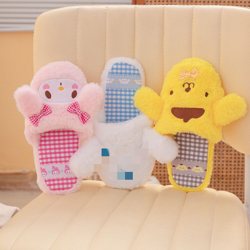 Ruunjoy melody plush toys kawaii kulomi Slippers winter indoor home anime cinnamoroll Cartoon gift soft Warm Shoe women slippers
