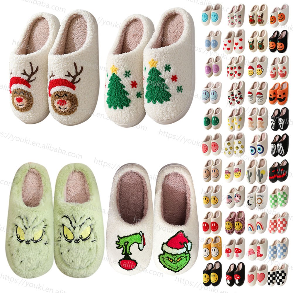 2024 Fall Winter Love Heart Slippers Warm funny bunny evil eye skull pumpkin spooky scream bat halloween for women and men