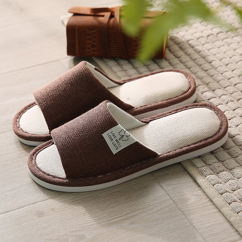 Linen Lady Slippers Breathable Women Hotel Indoor Shoes Washable Plush Slide Slippers