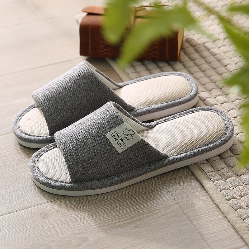 Linen Lady Slippers Breathable Women Hotel Indoor Shoes Washable Plush Slide Slippers