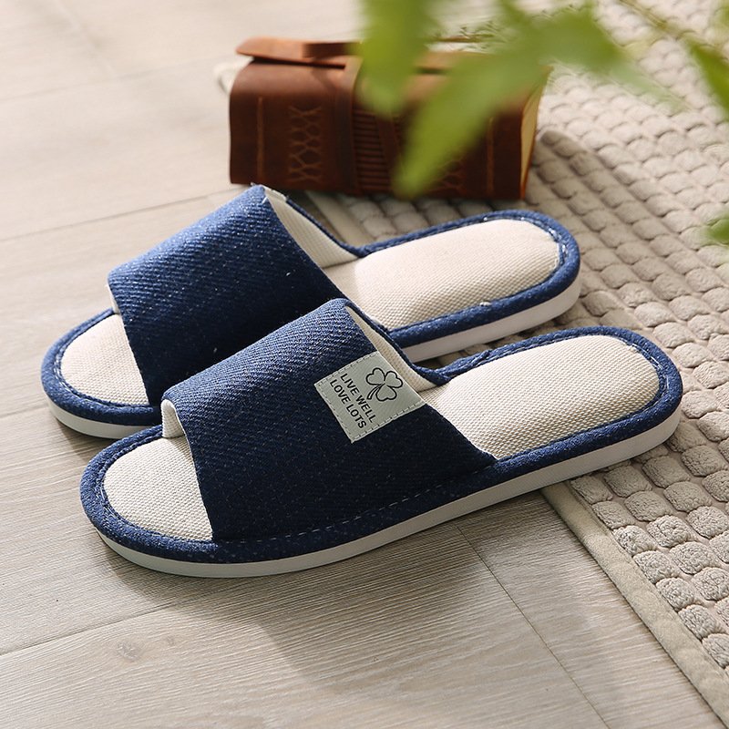 Linen Lady Slippers Breathable Women Hotel Indoor Shoes Washable Plush Slide Slippers