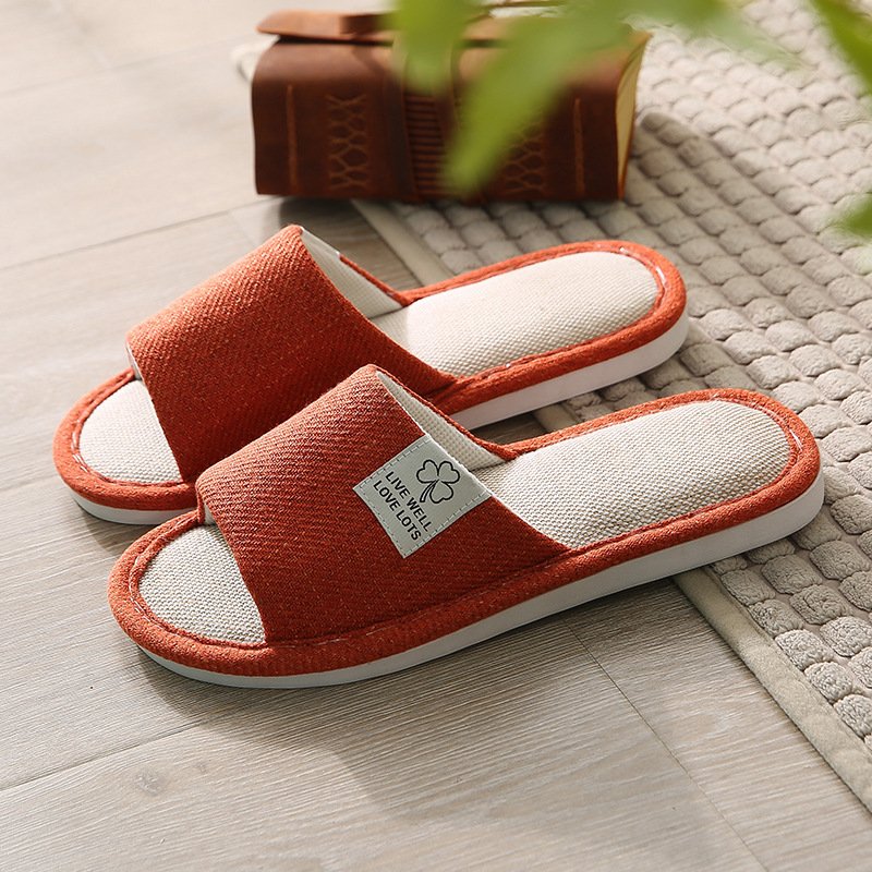 Linen Lady Slippers Breathable Women Hotel Indoor Shoes Washable Plush Slide Slippers