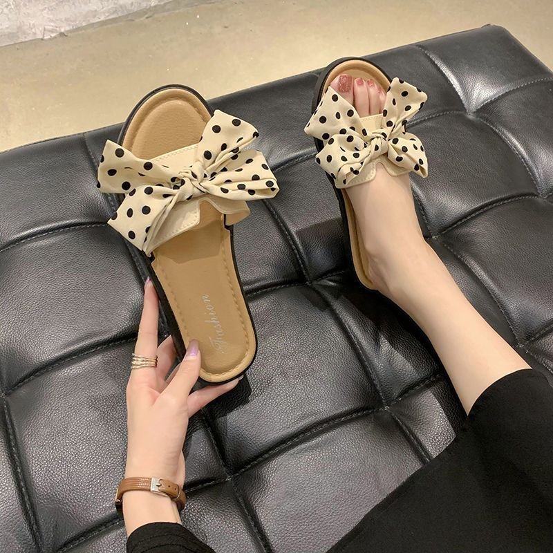 Hot Sale Round Head Single Bow Strap Flat Sandals Waterproof Summer Ladies Slippers Women's Sandals