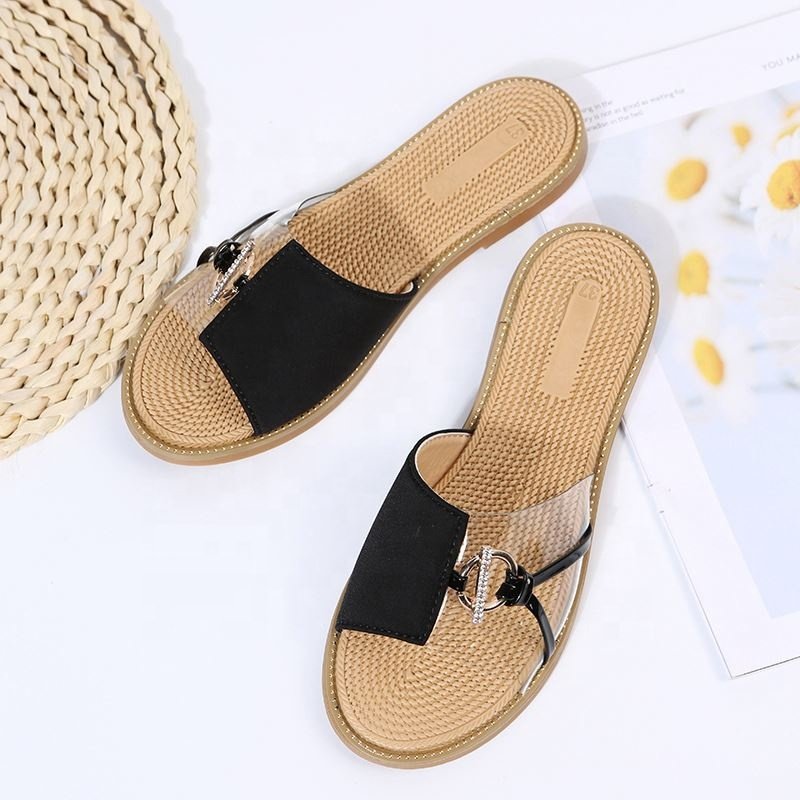 2023 New women's Open toe soft flat sandals women's summer outdoor beach slide non-slip shoes Women's shoes