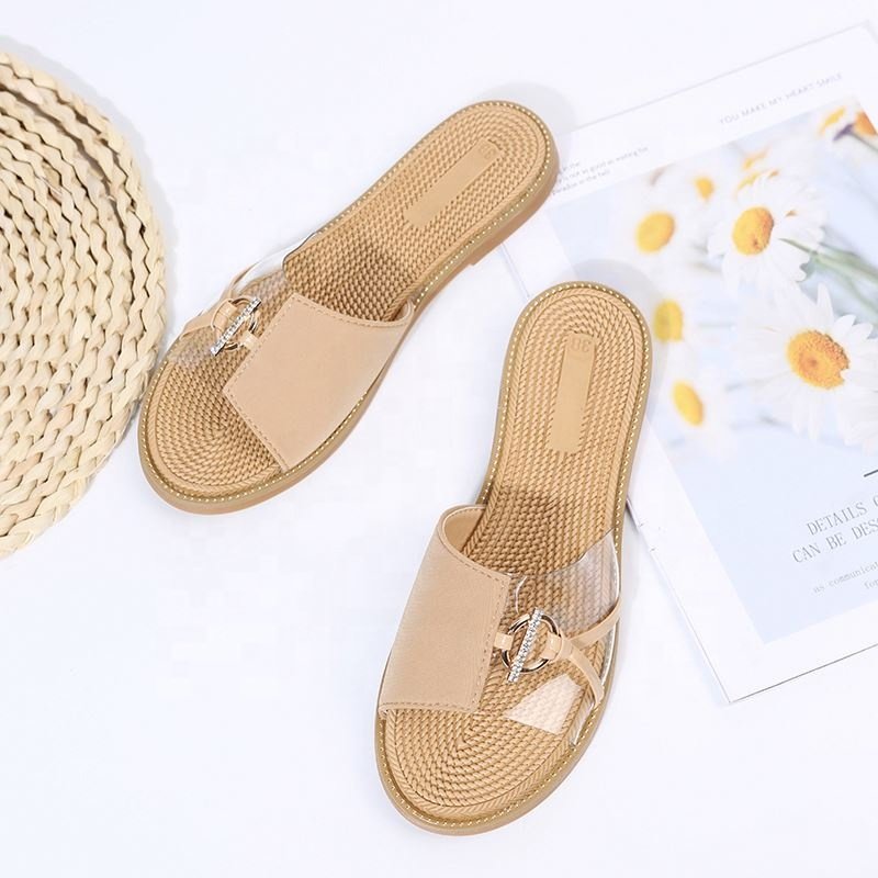 2023 New women's Open toe soft flat sandals women's summer outdoor beach slide non-slip shoes Women's shoes