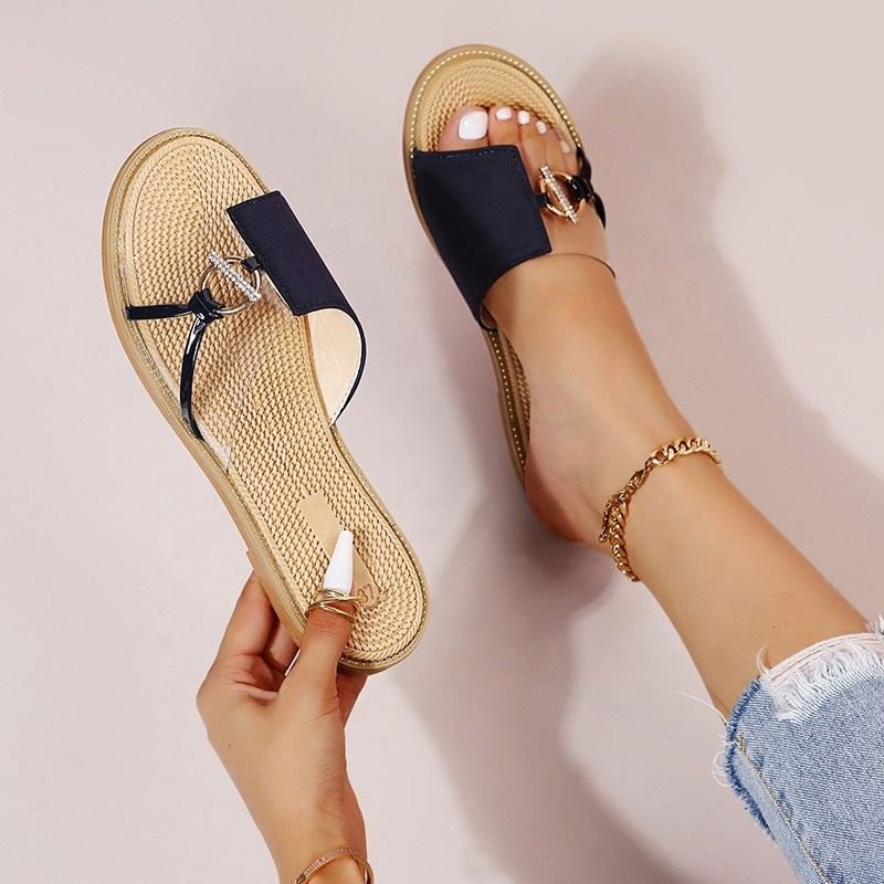 2023 New women's Open toe soft flat sandals women's summer outdoor beach slide non-slip shoes Women's shoes