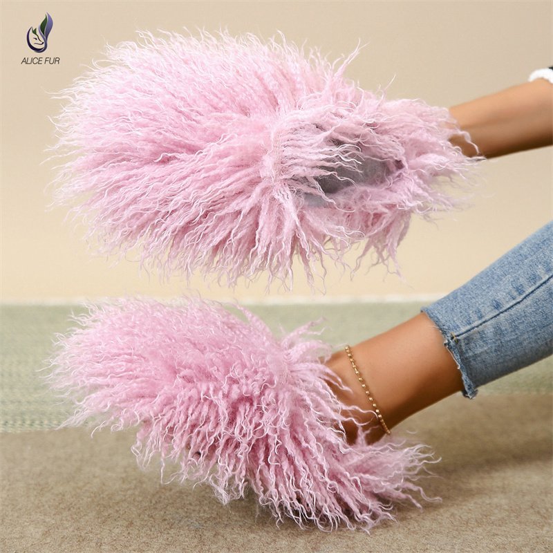 High Quality Winter Warm Home Indoor Slippers Shoes Fluffy Faux fur Fashion Fur Slippers For Women