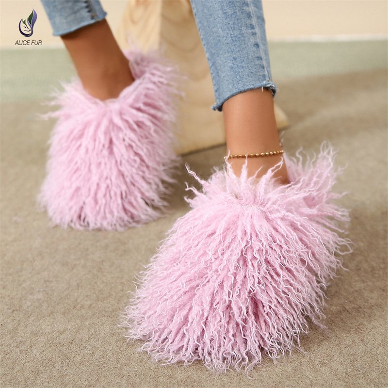 High Quality Winter Warm Home Indoor Slippers Shoes Fluffy Faux fur Fashion Fur Slippers For Women